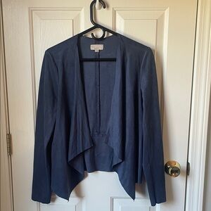 LOFT Navy Draped Open-Front Blazer Jacket